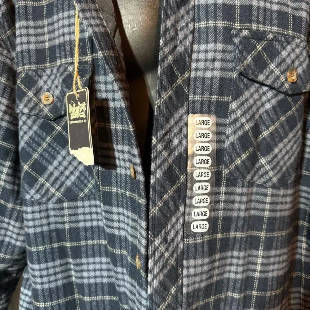 Levi Strauss & Co Blue Workwear Quilted Insulated Lined Flannel Shirt Jacket Men
